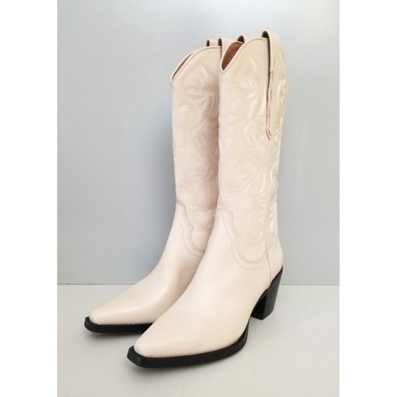 Jeffrey Campbell Dagget Cowboy Boots in Natural Tan Size 6.5